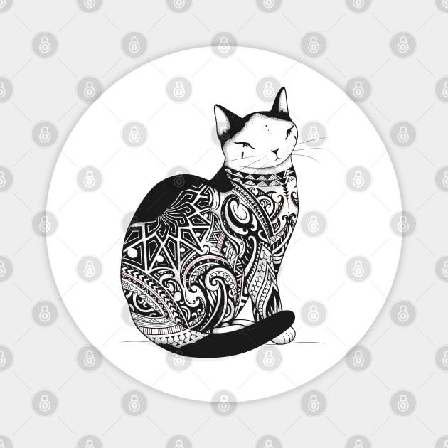 Cat in Tribal Tattoo Magnet by runcatrun